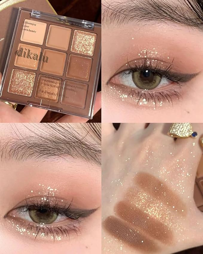 Kayswang 9 Colors Glitter Eyeshadow Makeup Palette, Eye Shadow Powder，Matte High Pigmented Colorful,Creamy Texture, Long LastingEyeshadow Powder Cosmetics,Natural Waterproof (06#)
