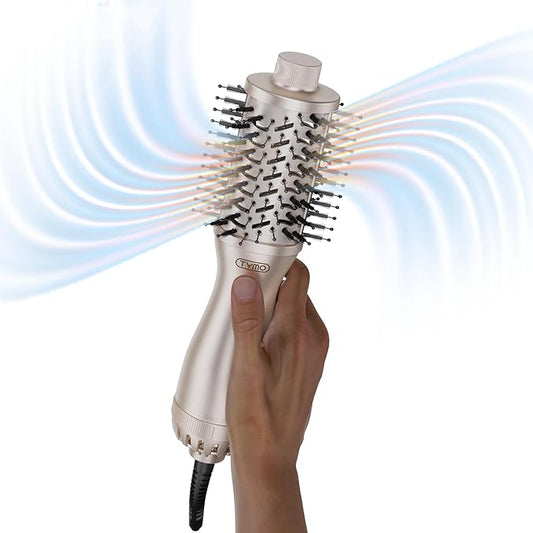 TYMO 2.0 Hair Blow Dryer Brush - Blowout Hot Air Brush, One Step Volumizer, Upgraded 2 Inch Barrel Roller Curling Styler, 3X Faster Drying, 0.6 lb Lightweight, Straightener Curling in One, Gold