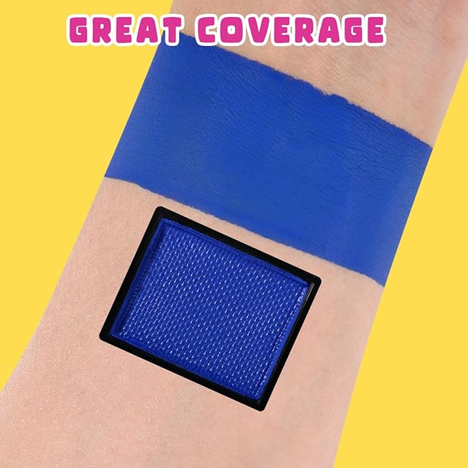 Bowitzki 10g Split Cake Face Paint Professional For Adults One Stroke Split Cake Non Toxic Rainbow Flora Dolphin Unicorn Flame Body Paint Makeup (Blue)