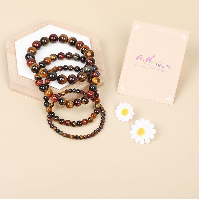 AD Beads Handmade Gemstone Stretch Elastic Bracelet Crystal Healing Reiki Nature's Beauty and Spiritual Essence Unisex