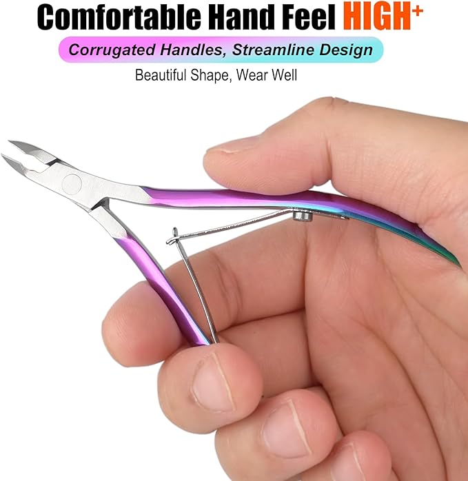 LePinko Professional Cuticle Trimmer with Cuticle Pusher, Super Labor-saving Dead Skin Nippers, Sharp Hangnail Remover for Fingernail Toenail, Pedicure Manicure Nail Care Tool for Women Men, 7mm Jaw