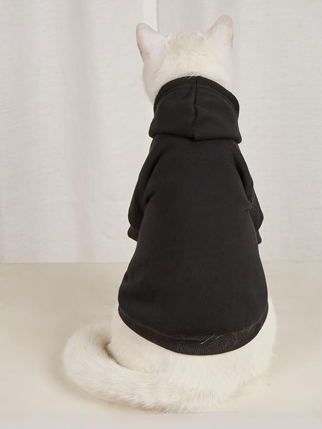 Basic Dog Hoodie Sweatshirt Puppy Sweater Warm Cat Costumes Pet Clothes for Chihuahua Puppy Kitten Small Medium Dogs Black and Pink X-Large