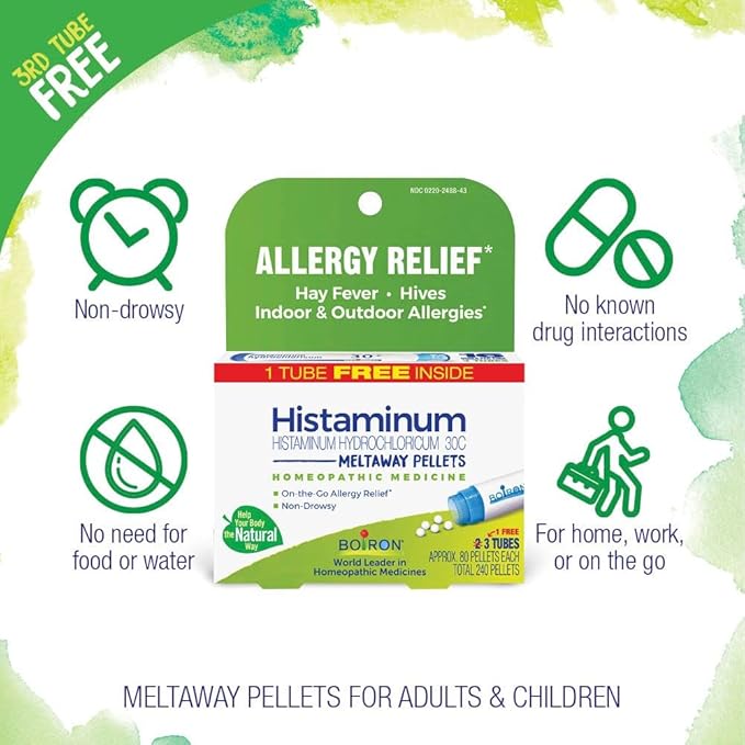 Boiron Histaminum Hydrochloricum 30C Homeopathic Medicine for Indoor or Outdoor Allergy Relief, Hay Fever, and Hives - (240 Pellets), (Pack of 6)