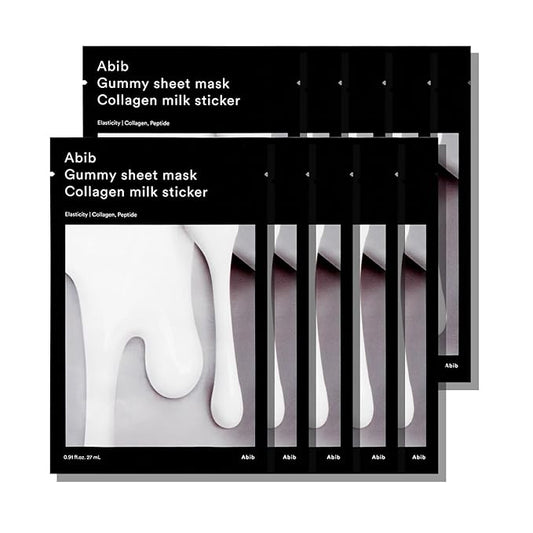 Abib Gummy Sheet Mask Milk Sticker 10 Sheets (Elasticity) I Korean Face Mask for Sensitive Skin, Soothing & Redness Relief, Daily Skincare Treatment, K-Beauty Sheet Mask