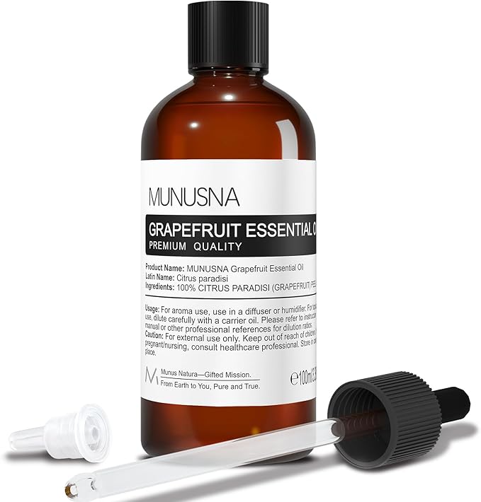 Grapefruit Essential Oil 100ML, 100% Pure and Natural Grapefruit Oil Aromatherapy Oil for Diffuser, Skin & Hair Care, Massage, Yoga, Home, Soap and Candle Making