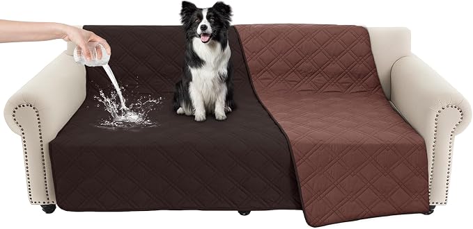 100% Waterproof Washable Dog Blanket，Chocolate+Coffee， 68"x82" | ,7-Layer Reversible Couch Covers for Dogs Met for Sofa Furniture Car Camping