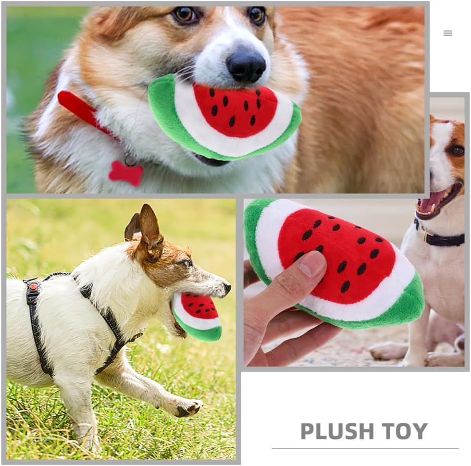 Milisten 4pcs Squeaky Dog Chew Toy Interactive Watermelon Molar Toy for Dogs Encourages Healthy Chewing and Keeps Pets Engaged for Teething Puppies and Playtime
