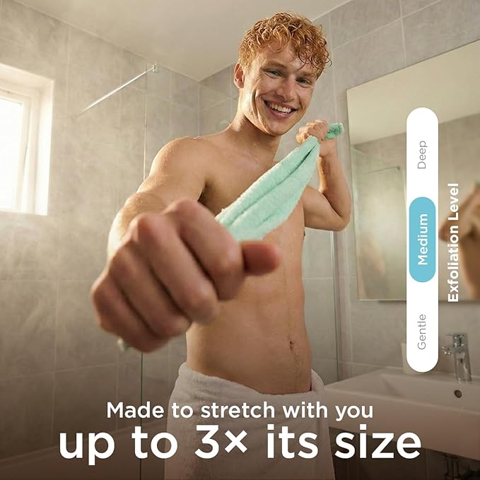 Love Being Scrubbed Exfoliating Flexi Cloths, Stretchy Back Scrubber for Shower & Bath, Exfoliating Body Scrubber for Smooth Skin, Body Scrubber for Men & Women (2 Count, Assorted Colors)