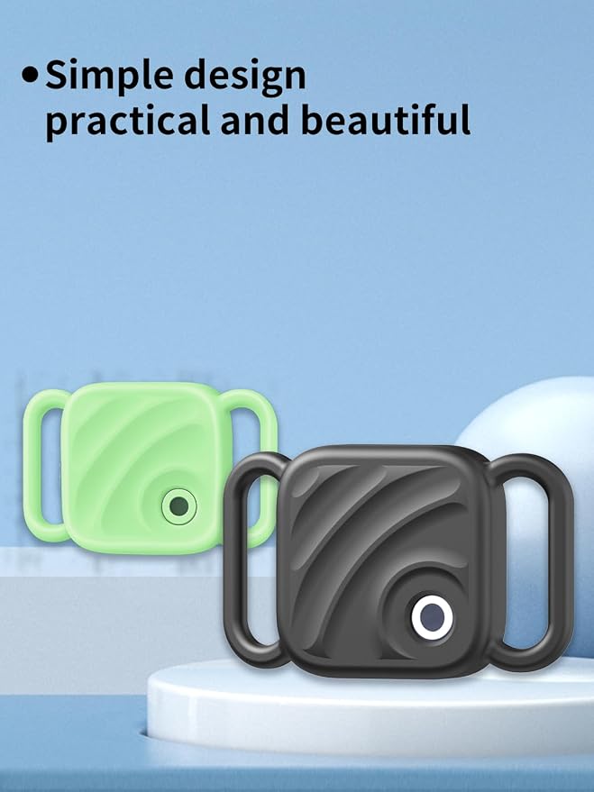 Silicone Case for UGREEN Tracker Tag,Pet Collar Case,Black+Luminous | 2 Pack Soft silicone cover protects tracker tags from scratches and drops while providing a secure fit for pet collars.