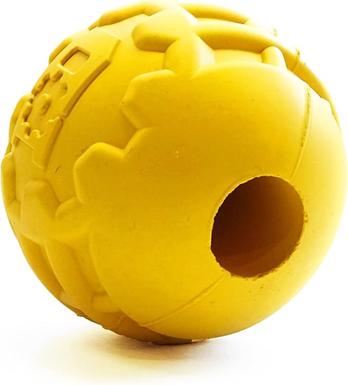 SodaPup Industrial Dog Gear Ball – Durable Ball Toy, Chew Toy, & Treat Dispenser Made in USA from Non-Toxic, Pet-Safe, Food Safe Natural Rubber Material for Bonding, Mental & Physical Exercise, & More