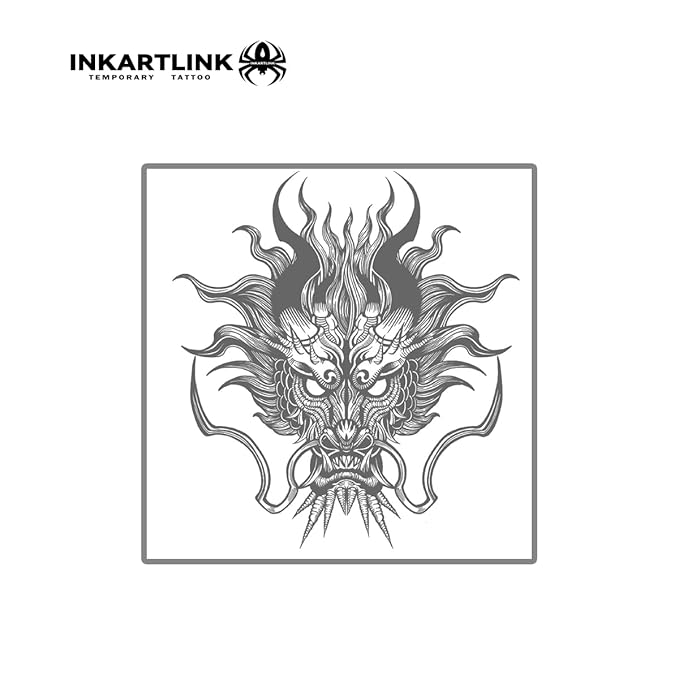 INKARTLINK Semi Permanent Tattoo, Temporary Tattoo, Beautiful and Realistic Design, Fun Tattoo Experience, Cruelty-free, Non-reflective, Waterproof (Dragon 5)