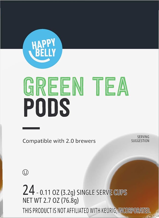 Happy Belly Tea Pods Compatible with 2.0 K-Cup Brewers, Green Tea, 24 Count (Previously Solimo) (Pack of 2)