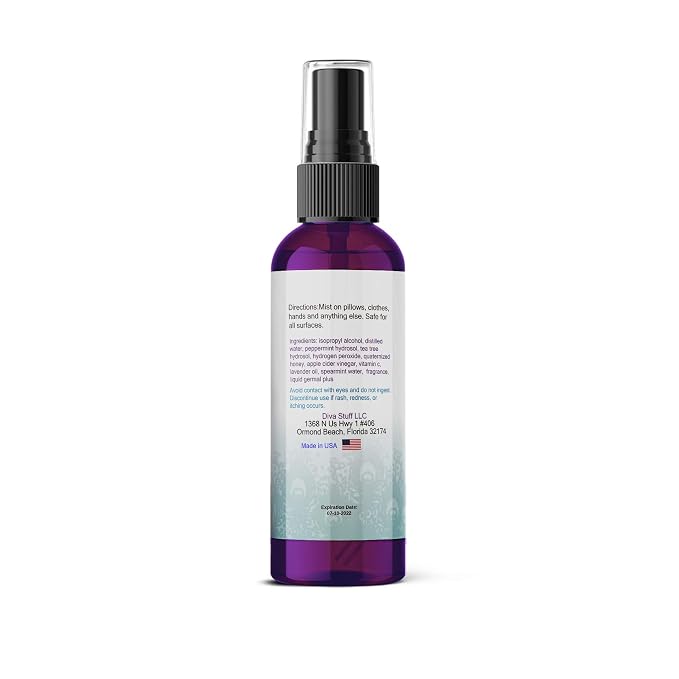 Diva Stuff Travelers Mist - Promotes Clear Skin & Protects from Acne-Causing Funk, Cleans Pillows, Hands, and Sheets - Aromatherapy Spray for Relaxation and Sleep, Made in USA (Vanilla King, 2 oz)