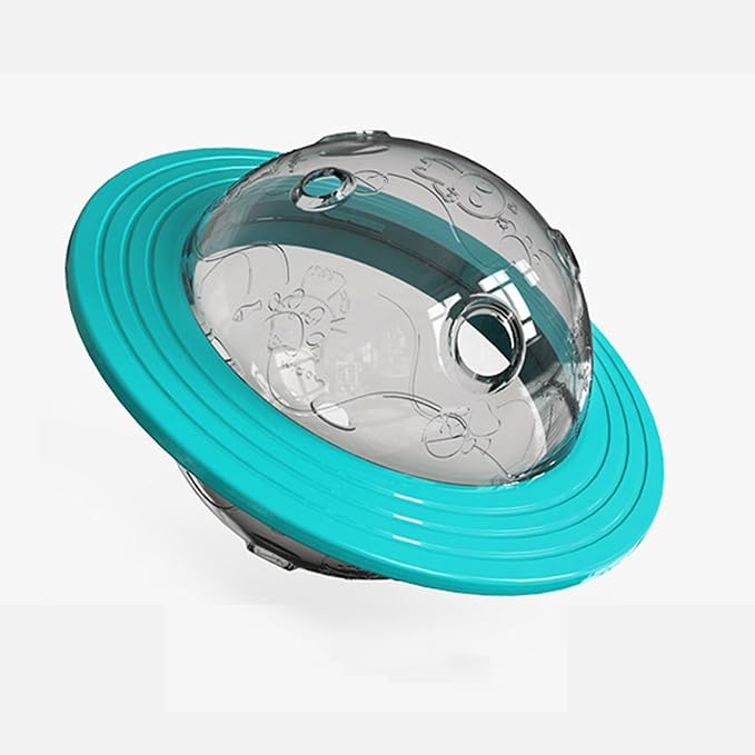 Dog Treat Dispenser Toy Planet Shaped Interactive Dog Toys Slow Feeder Treat Puzzle Dog Toy for Dogs Bite Resistant PC Roller for Training and Indoor Outdoor Play 6.5 in (Blue)