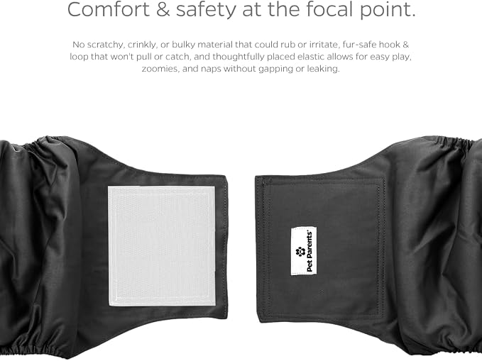 Pet Parents Washable Belly Band Male Dog Diapers, Dog Wraps and EXTENDRS, Black, X-Small: 1
