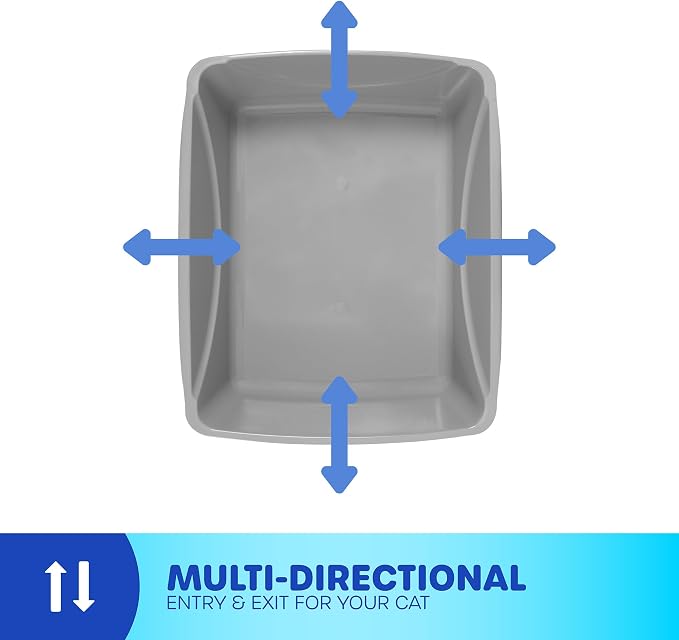 Petmate Basic Open Cat Litter Pan, Multidirectional Easy to Clean Plastic Litter Box, Gray, Made in USA, 14" x 10.5" x 3.5", Small Recommended for Kittens and Small Cats