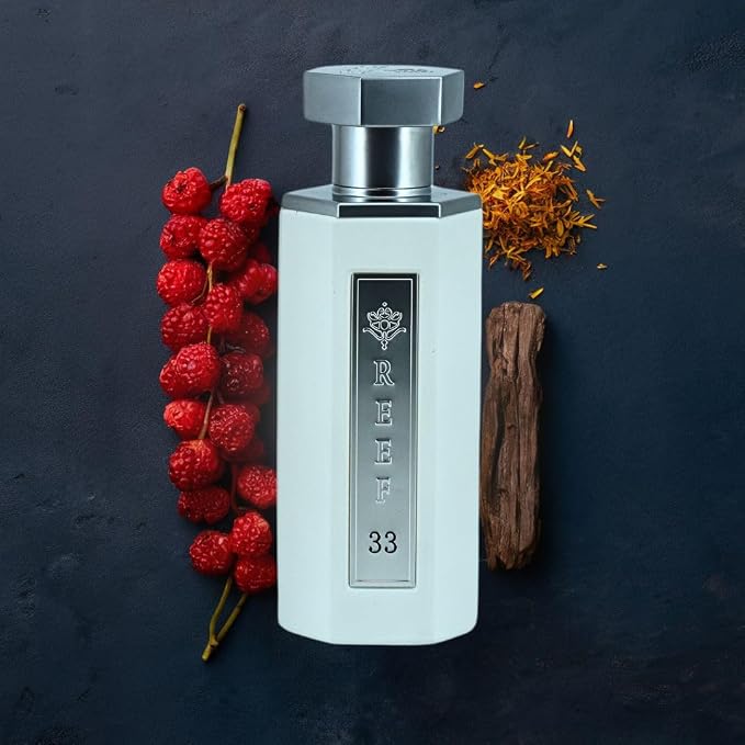 Reef 33 White Arabian Perfume For Men 100ML (3.4 OZ) Fragrance Of Leather, Oud & Pineapple Long Lasting Eau De Parfum Men & Luxurious Scent With Berries & Oud Notes