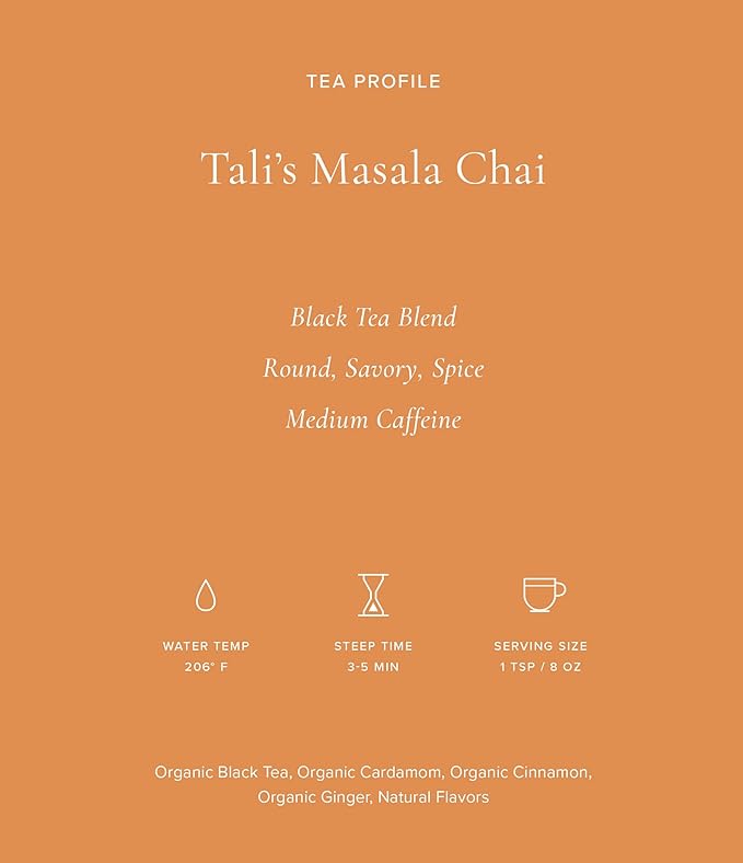 Art of Tea Organic Talis Masala Chai Tea Bags 50 Count, Premium Assam Black Tea with Cardamom, Cinnamon & Ginger, Pyramid Sachets, Spiced Chai Tea for Chai Latte & Hot Tea