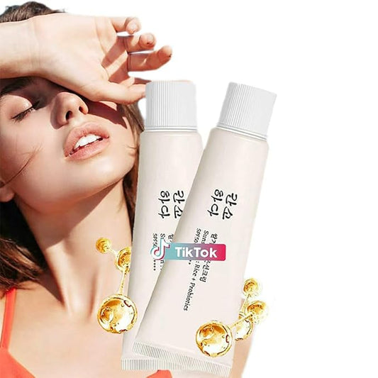2 Pcs Relief Organic Korean Sunscreen SPF50+, Rice and Probiotics SPF50+ PA++++ Face Skin Care Sunscreen for All Skin Type and UV Defense.