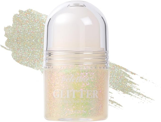Body Glitter, Roll-on Glitter for Body, Face, Hair and Lip,Shimmer Three-Dimensional Glitter, Halloween Sparkling Body Contouring Highlight Makeup, 20g/0.7 oz (Multicolour Green)