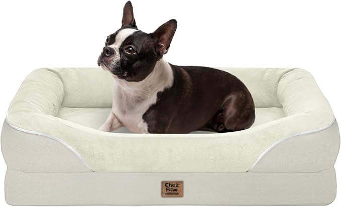 Orthopedic Waterproof Dog Bed for Medium and Large Dogs | Egg Crate Foam, 4-Sided Bolster Support, Waterproof Liner, Non-Slip Bottom, Removable Bolster Cover, 36 x 27 Inch