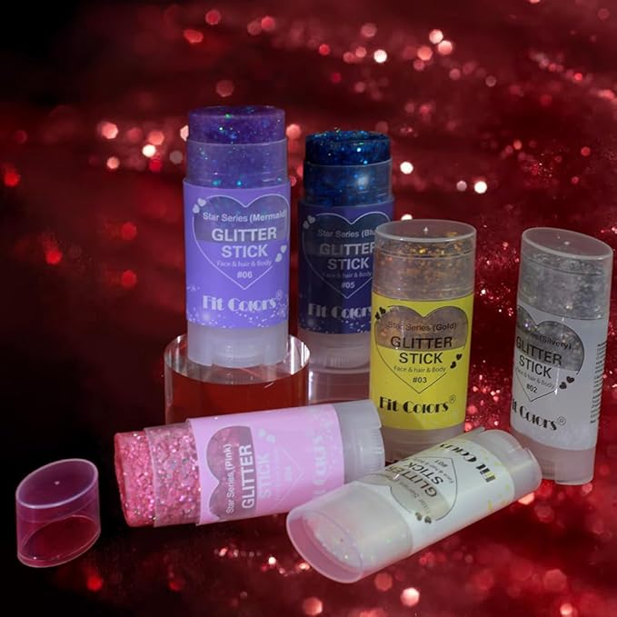 Body Glitter Stick,Mardi Gras Accessories,Sparkling Face Hair Glitter,Mermaid Sequins Chunky Glitter Face Paint,Singer Concert Outfit Festival Rave Accessories for Women and Kids (#6+8)