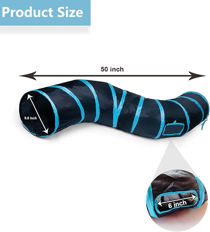 Cat Tunnel, Cat Tunnels for Indoor Cats, S-Shape Foldable Cats Cave