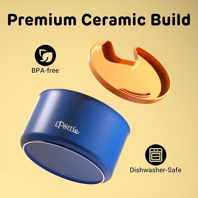 iPettie Ceramic Cat Water Fountain, 3.5L/118oz, Cordless & 3 Water Modes | Rechargeable 3000mAh Battery, BPA-Free Ceramic & ABS, Auto Low Water & Battery Alerts, Ultra-Quiet Pet Water Dispenser