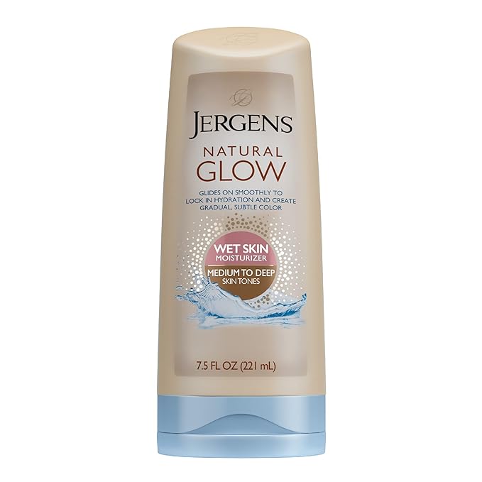 Jergens Natural Glow In Shower Lotion, Self Tanner for Medium to Deep Skin Tone & Natural Glow Instant Sun Body Mousse, Self Tanner for Deep Bronze Tan, Sunless Tanning Body Bronzer