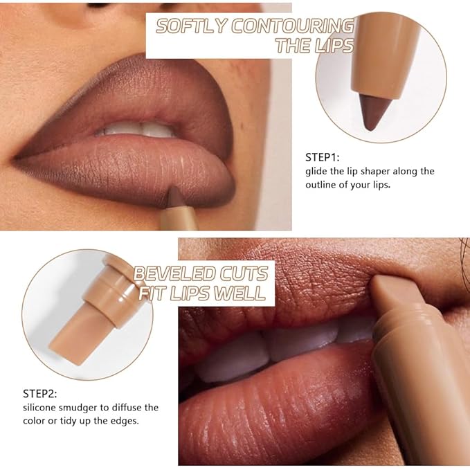 Plum Matte Lip Liner Pencil, Long-Lasting Waterproof, Creamy Formula with Silicone Smudger (3#, 1 Count (Pack of 1))