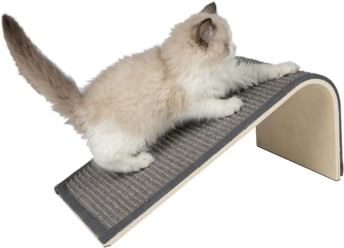 Best Pet Supplies Catify Cat Scratching Ramp - Gray | Heavy Duty Sisal, Non-Slip, Durable, Furniture Protector, Floor Carpet Scratcher, For Kittens and Cats