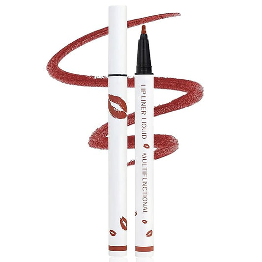 Longwear Liquid Lip Liner, 2025 New 2-in-1 Lip Liner Liquid Pen, Waterproof Long-Lasting Matte Liquid Lipstick for Women (01)