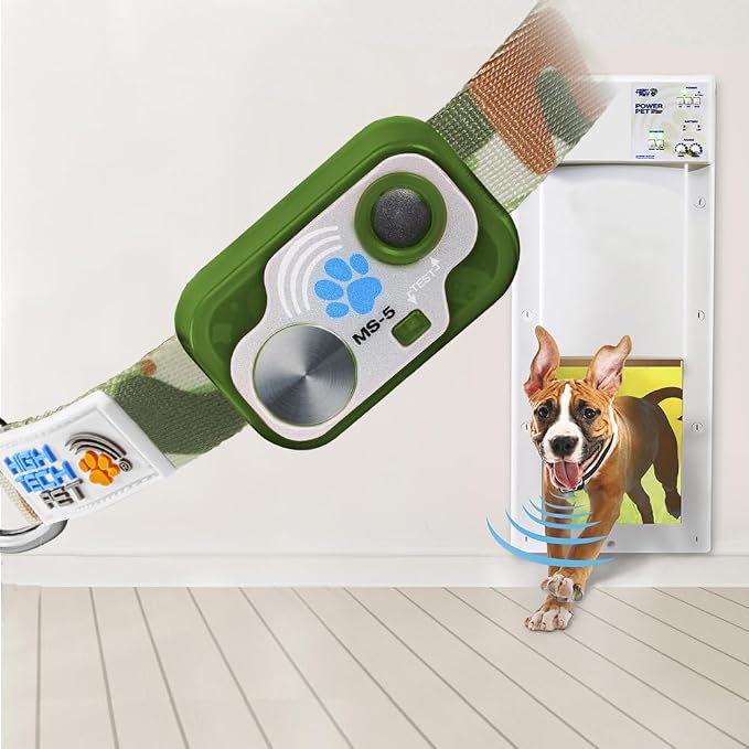 Genuine MS-5® Designer Series Automatic Pet Door Collar Tested & Certified by High Tech Pet for Dogs and Cats - Complies with Power Pet Door Performance Warranty, Waterproof (CAMO, Dog)