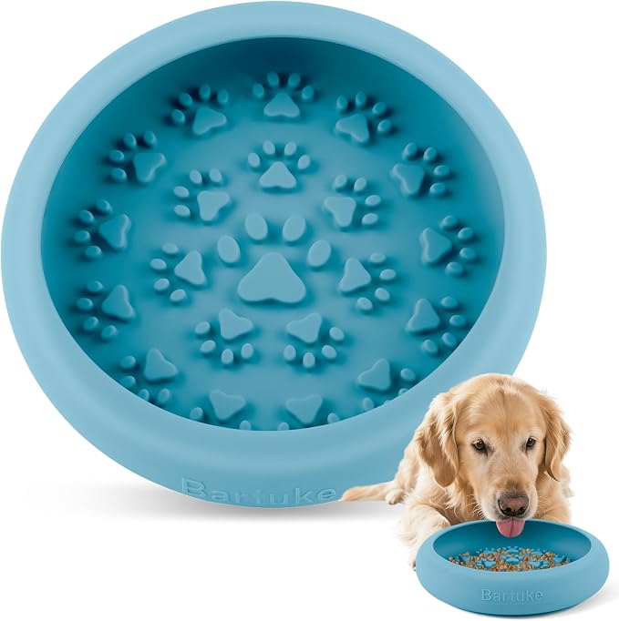 Silicone Dog Lick Bowl, Slow Feeder Dog Bowls with Strong Suction, Cyan