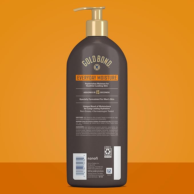 Gold Bond Men's Essentials Everyday Moisture Daily Body & Hand Lotion With Vitamin C, Hydrating Lotion Formulated for Men's Dry Skin, Value Size, 24 oz.