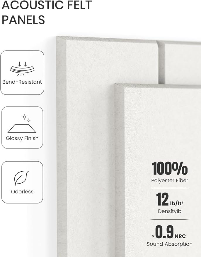 Fluxynara 48" x 36" Large Felt Bulletin Board, Milky White | 12 Pack Cork Board Alternative with 60 Safe Adhesive Tabs, Pin Boards for Wall Decor, Home, Office, Classroom,Dorm