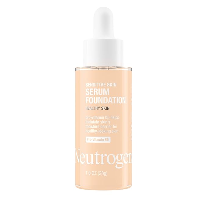 Neutrogena Healthy Skin Sensitive Skin Serum Foundation with Pro-Vitamin B5, Color Correcting & Pore Minimizing Liquid Foundation & Face Serum, Buildable Coverage, Light 01, 1 oz