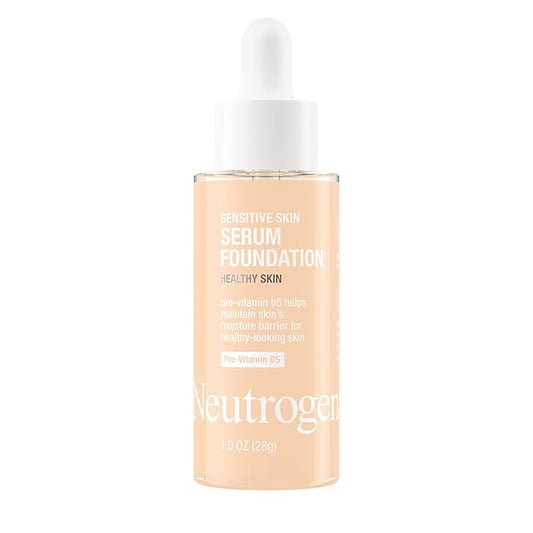 Neutrogena Healthy Skin Sensitive Skin Serum Foundation with Pro-Vitamin B5, Color Correcting & Pore Minimizing Liquid Foundation & Face Serum, Buildable Coverage, Light 01, 1 oz