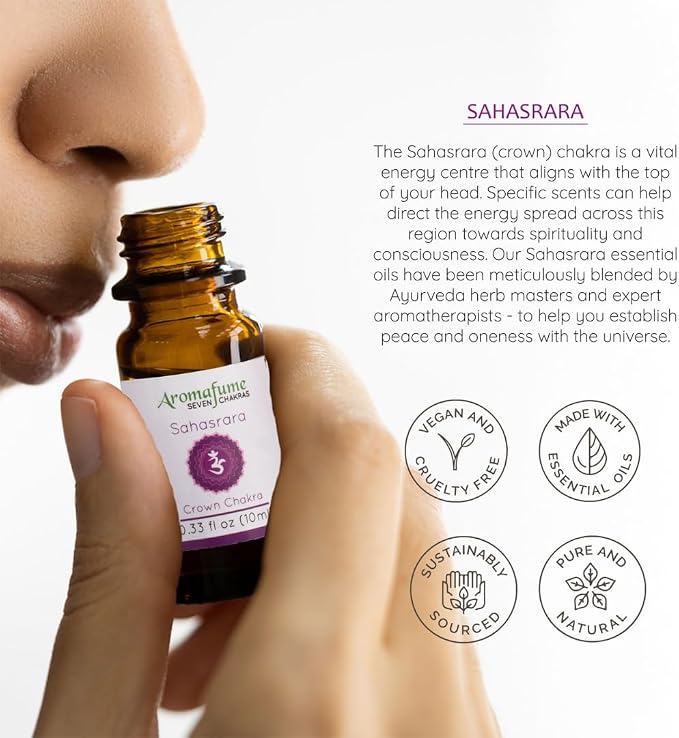 Third Eye Chakra, Crown Chakra, Heart Chakra Essential Oil Diffuser Blends by Aromafume | 3 x 10ml/0.33 fl oz| Aromatherapy Oils for Chakra Balance | Chakra Incense for Meditation, Yoga, Reiki