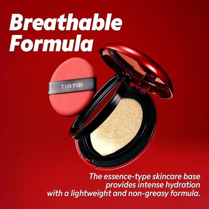[*Mini Size*] TIRTIR Mask Fit Red Cushion Foundation | Full coverage, Weightless, Skin fit, Satin Glow Finish, Korean Makeup BB Foundation, beauty, Tattoo cover up, Buildable (#34N Pecan, 0.15 Fl Oz)