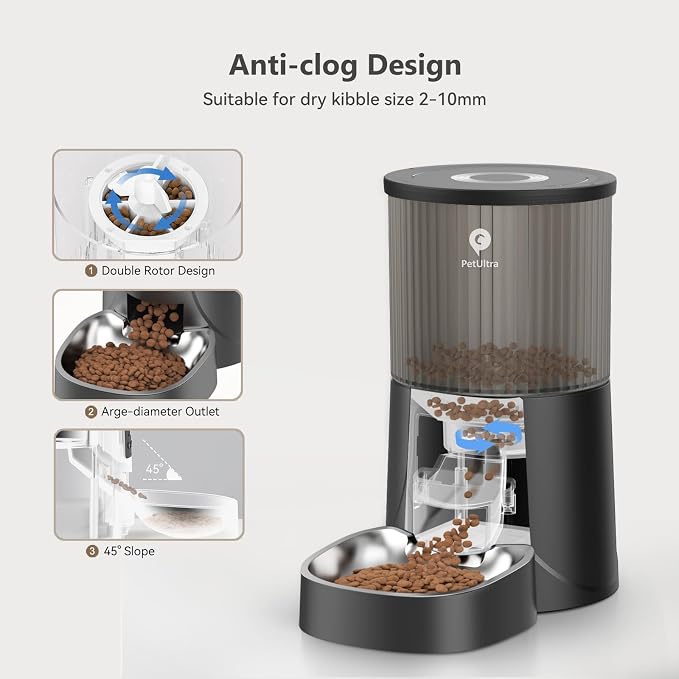Automatic Cat Feeder: 4L Timed Cats Food Dispenser Programmable | Easy to Set, Dual Power, Precise Portion, Auto Pet Feeder with Stainless Steel, Detachable Washable for Cats and Small Dog