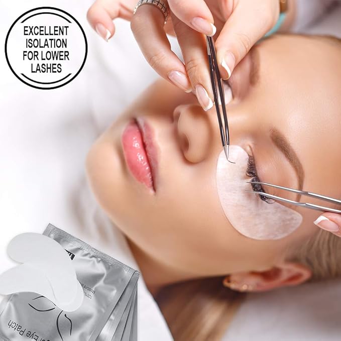 100Pairs Under Eye Eyelash Extension Gel Patches Kit, Lint Free Eye Mask Pads Lash Extension Beauty Tool with Transparent Cosmetic Bag