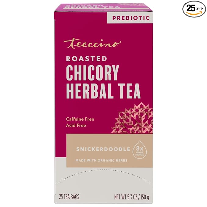 Teeccino Snickerdoodle Herbal Tea - Dessert Beverage That’s Prebiotic, Caffeine-Free & Acid Free, 25 Tea Bags