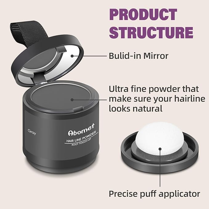Hairline Powder Instantly Conceals HairLoss, Root Touch Up Hair Color Powder,Hair Toppers for Women Men, HairFibers for Thinning Hair, Root Cover Uplasting 24 hours (Gray, 0.35 Ounce)