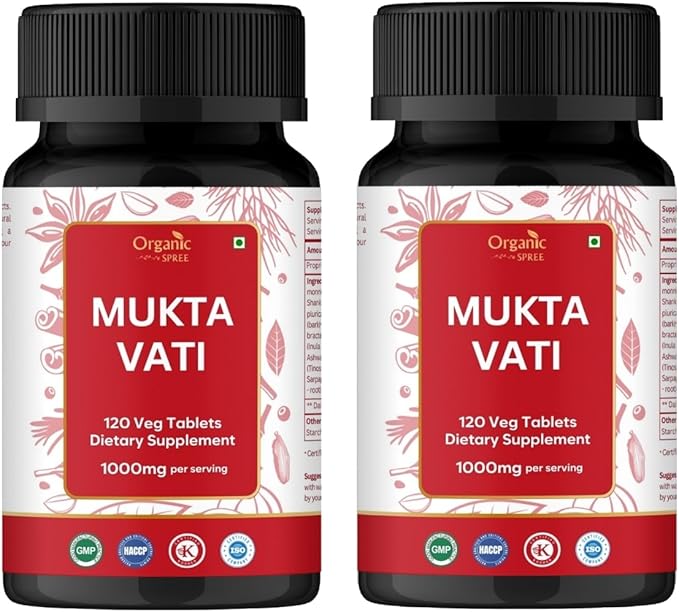 ORGANIC SPREE Mukta Vati 120 Tablets – Ayurvedic Blend – Supports Heart Health & Blood Pressure Balance* - Pack of 2