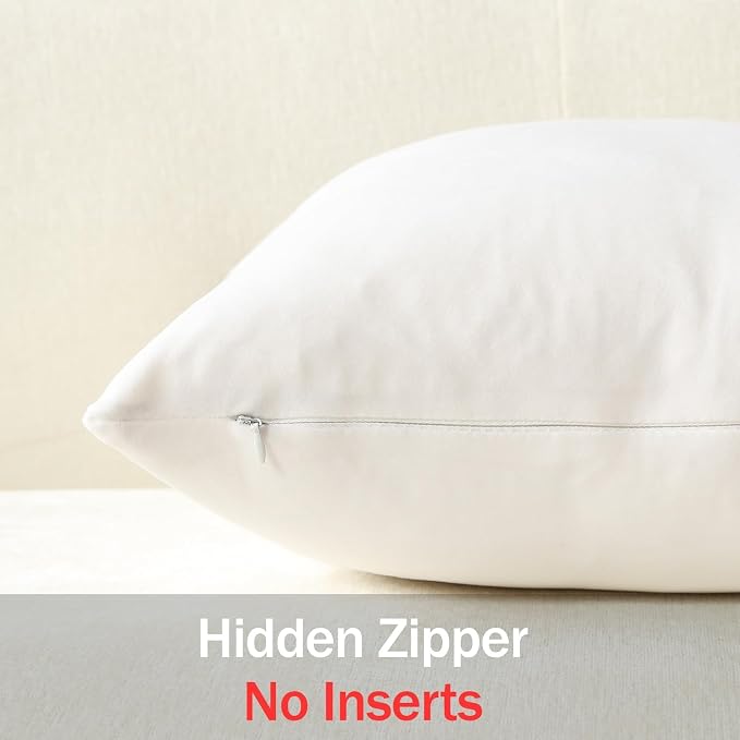 Lumbar Pillow Covers 12x20 Ivory White: Pack of 2 Cozy Soft Velvet Rectangular Modern Luxury Decorative Throw Pillow Cases for Sofa Couch Living Room Bed Home Decor