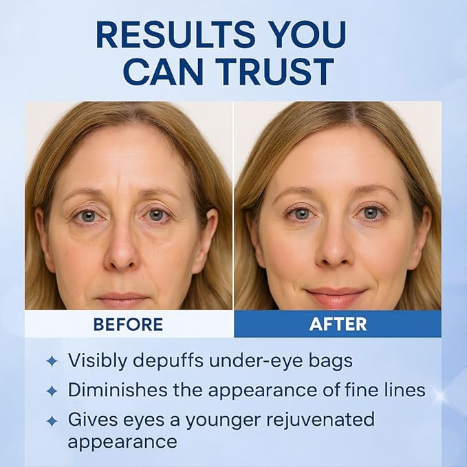 Instant Under Eye Tightening Serum – Firming Eye Lift Formula for Bags, Puffiness, Wrinkles & Dark Circles | Advanced Polysaccharide Eye Serum for Mature Skin – 20 mL (Unscented)