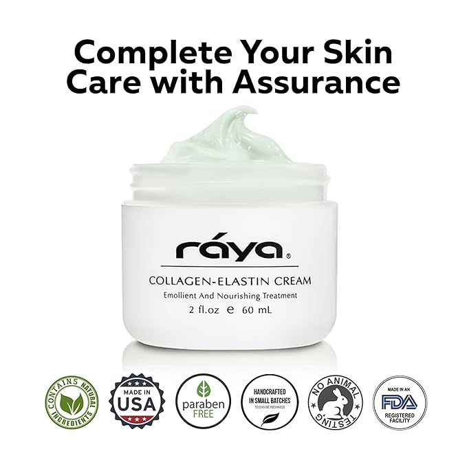 Raya Collagen-Elastin Cream (401) | Nourishing and Moisturizing Facial Treatment for Dry Skin | Helps Reduce Fine Lines and Wrinkles | Calms, Tones, Refines, and Firms