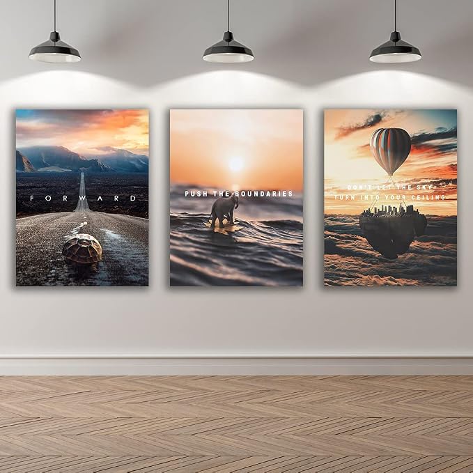 Motivational Wall Decor Poster Inspirational Wall Art 3 Pieces Canvas Wall Painting Framed Artwork for Living Room Bedroom Office Home Decor Prints Pictures Wall Decor Ready to Hang 60''Wx 28''H