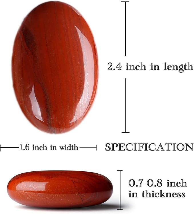 MAIBAOTA 2.4" Large Red Jasper Crystals Stone Polished Palm Stone Healing Crystals 0.7" Thick Natural Reiki Gemstone Worry Stone Energy Balancing Anxiety Stress Relief Meditation 1 Pc